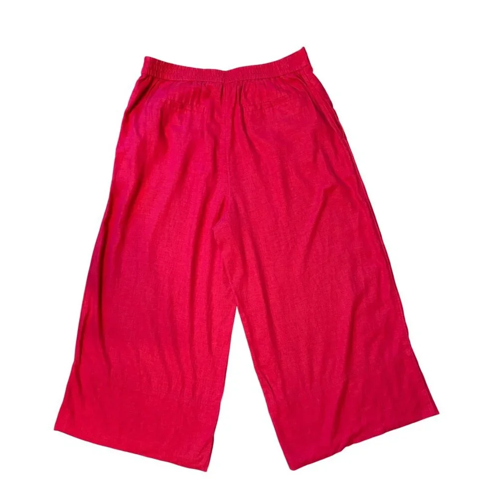 NWT Banana Republic L 14 Linen Blend Palazzo Pants Lagenlook Trousers Pull On